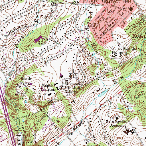 Topographic Map of Glencoe Childrens Village, PA