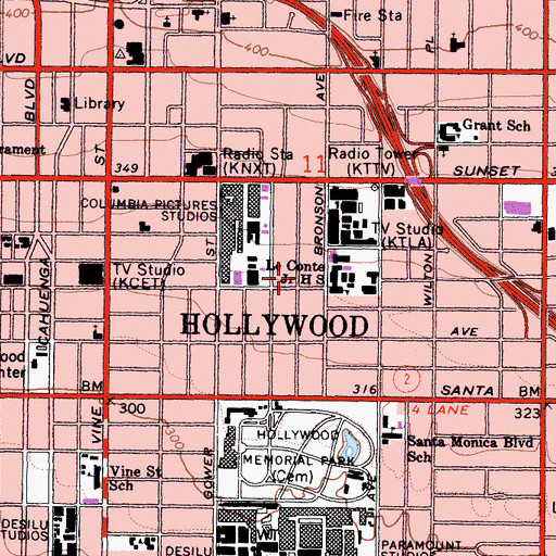 Topographic Map of Los Angeles Academy Middle School, CA