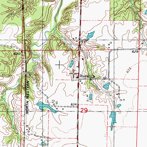 Topographic Map of Rural Methodist Cemetery, IL