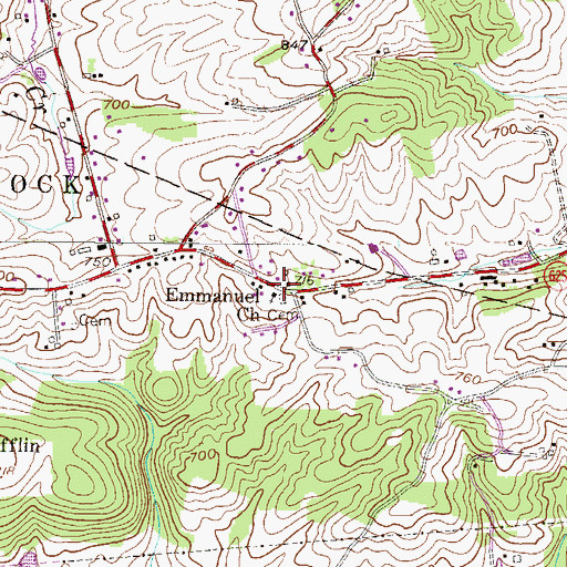 Topographic Map of Emmanuel Church, PA