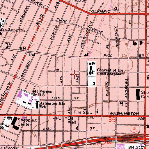 Topographic Map of Pio Pico Middle School, CA