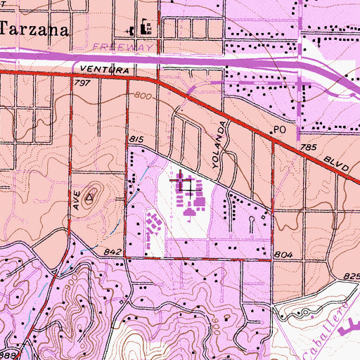 Topographic Map of Portola Middle School, CA