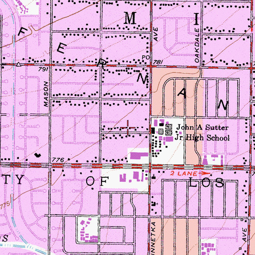 Topographic Map of Sutter Middle School, CA