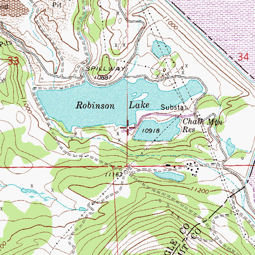 Topographic Map of Chalk Mountain Dam, CO