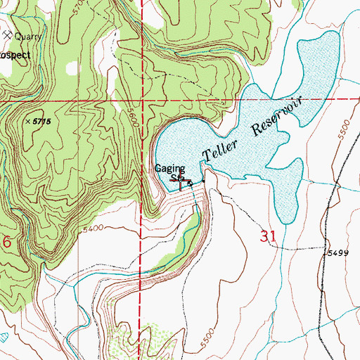 Topographic Map of Teller Dam, CO