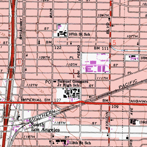 Topographic Map of Locke High School, CA
