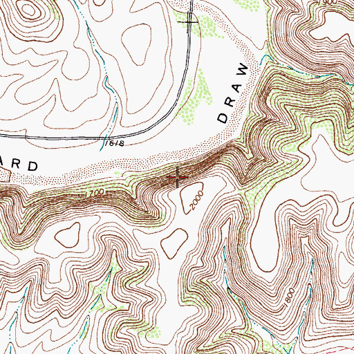 Topographic Map of Howard Springs, TX