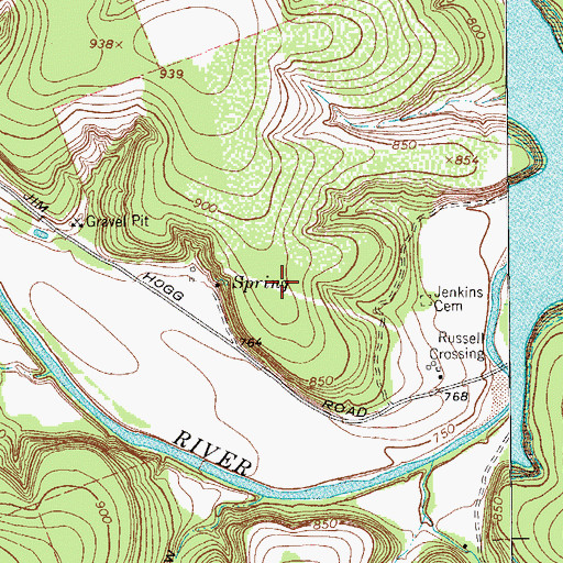 Topographic Map of Knight Spring, TX