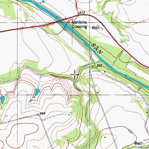 Topographic Map of Manske Branch Spring, TX