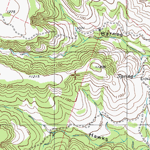 Topographic Map of Barnes Hollow Spring, TX