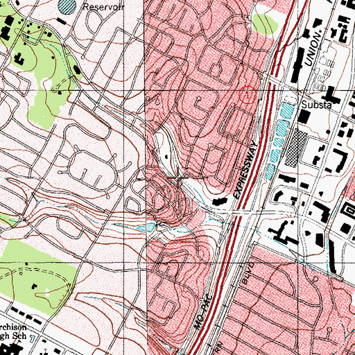 Topographic Map of Spicewood Spring, TX