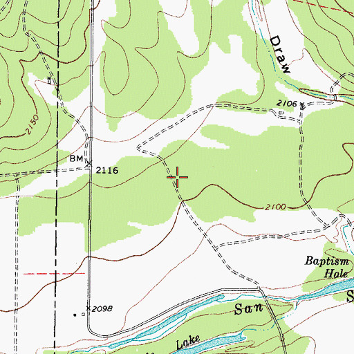 Topographic Map of Government Springs, TX