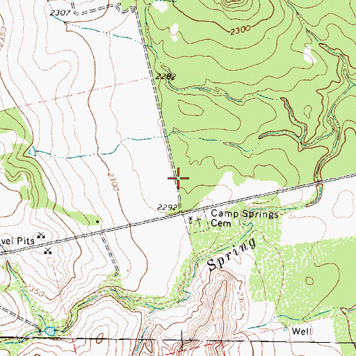 Topographic Map of Camp Springs, TX