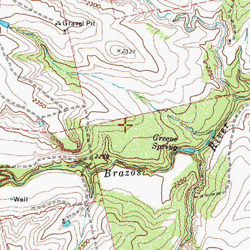 Topographic Map of Greene Springs, TX