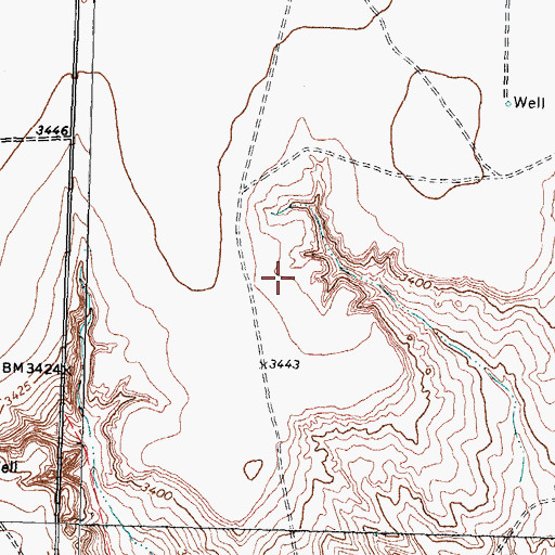 Topographic Map of Coldwater Springs, TX