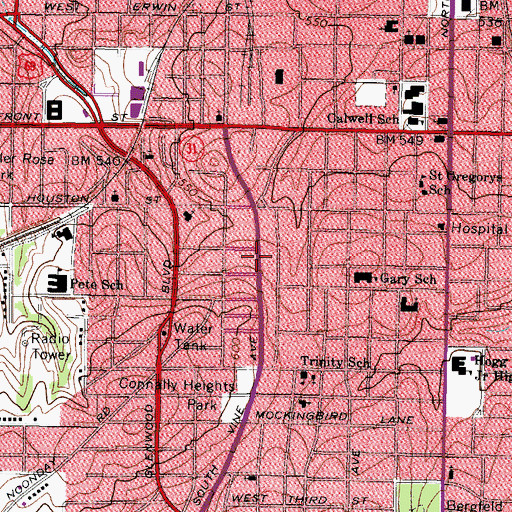 Topographic Map of Arms Factory Spring, TX