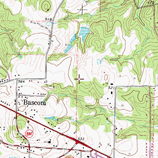 Topographic Map of Headache Springs, TX