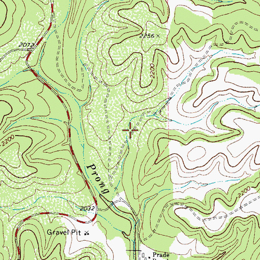 Topographic Map of Prade Springs, TX