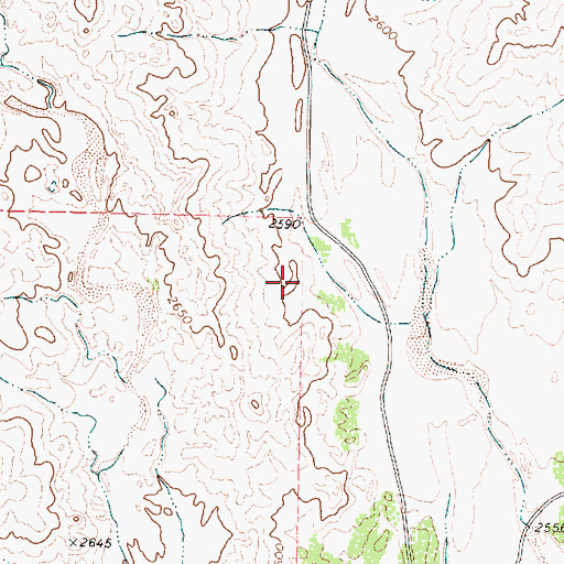 Topographic Map of Whitsell Springs, TX