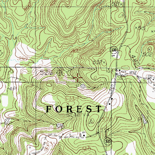 Topographic Map of Myrtle Spring, TX