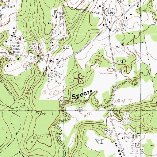 Topographic Map of Bullock Springs, TX