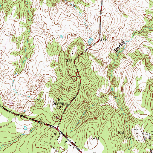 Topographic Map of Gold Springs, TX