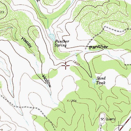 Topographic Map of Jennings Springs, TX