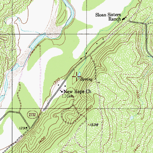 Topographic Map of Sloan Pool Spring, TX