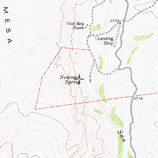 Topographic Map of Coal Mine Spring, TX