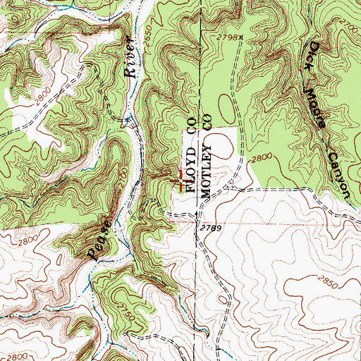 Topographic Map of Miller Springs, TX