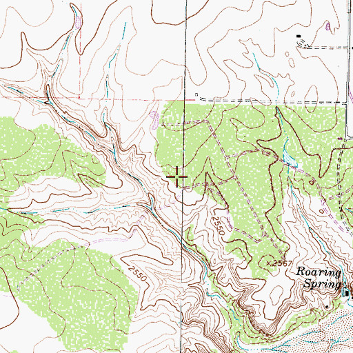 Topographic Map of Roaring Springs, TX