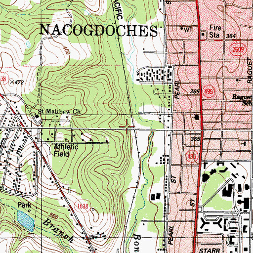 Topographic Map of Nacogdoches Springs, TX