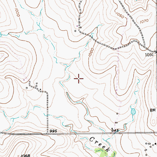 Topographic Map of Mary Springs, TX
