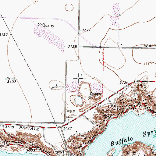 Topographic Map of Buffalo Springs, TX