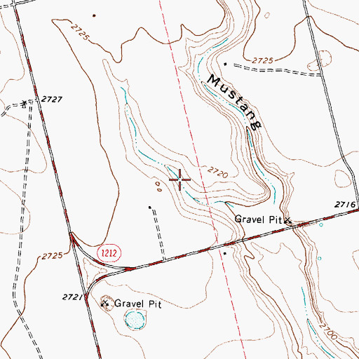 Topographic Map of Mustang Spring, TX