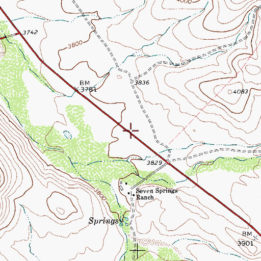 Topographic Map of Seven Springs, TX