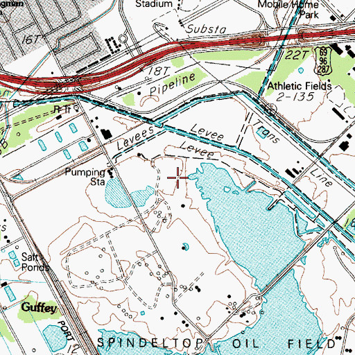 Topographic Map of Spindletop Springs, TX