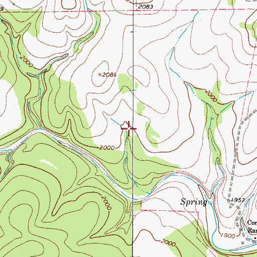 Topographic Map of Honey Springs, TX