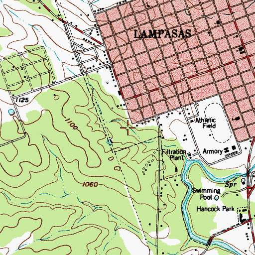 Topographic Map of Swimming Pool Spring, TX