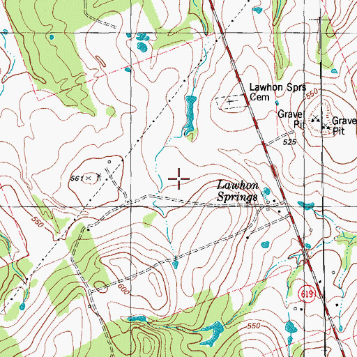 Topographic Map of Lawhon Springs, TX