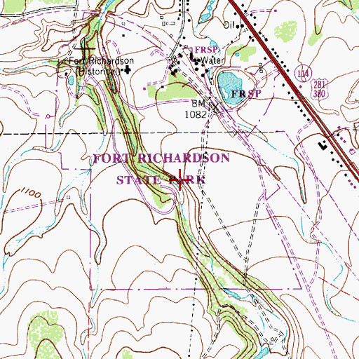 Topographic Map of Park Spring, TX