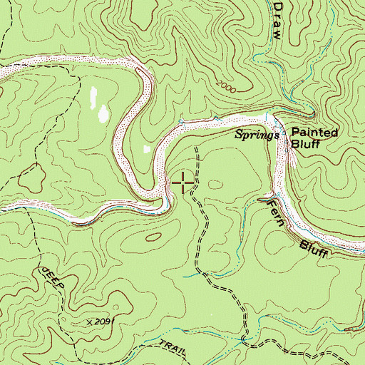 Topographic Map of Paint Bluff Springs, TX