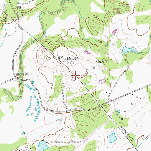 Topographic Map of Piedmont Springs, TX