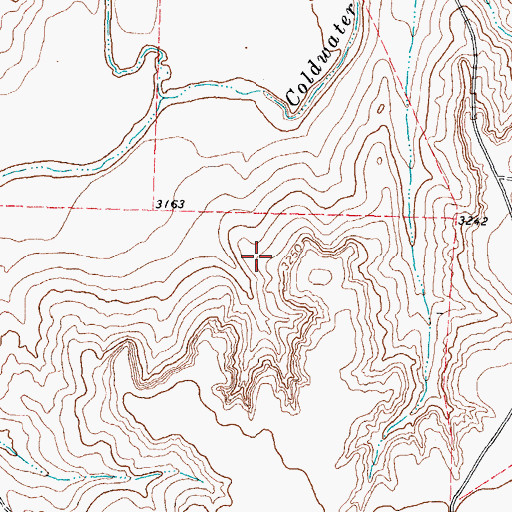 Topographic Map of Martin Springs, TX