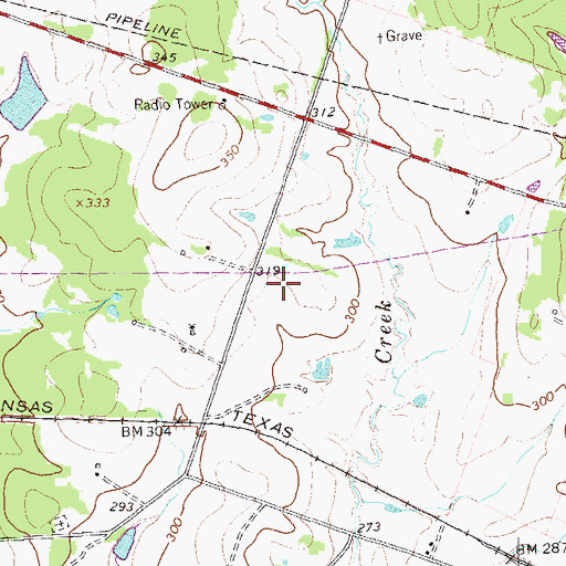 Topographic Map of Cat Springs, TX