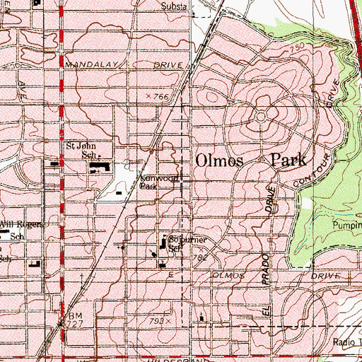 Topographic Map of San Antonio Springs, TX
