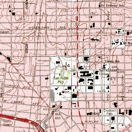 Topographic Map of San Pedro Spring, TX