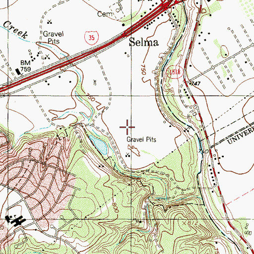 Topographic Map of Selma Spring, TX