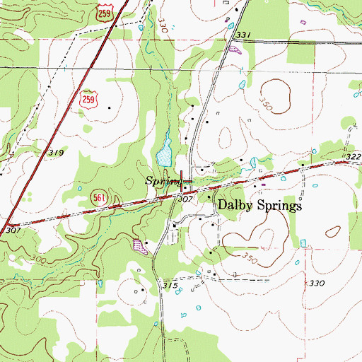 Topographic Map of Dalby Springs, TX
