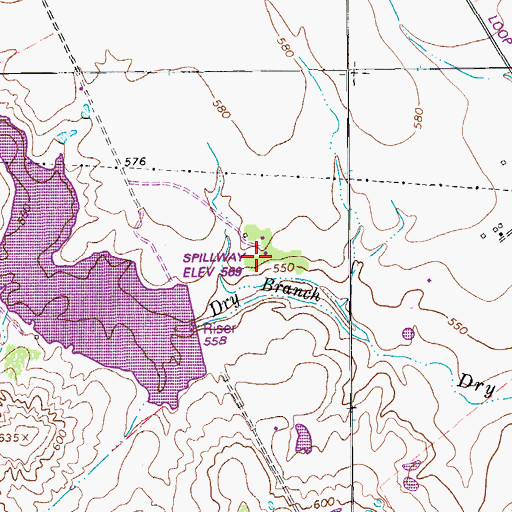 Topographic Map of Barber Springs, TX